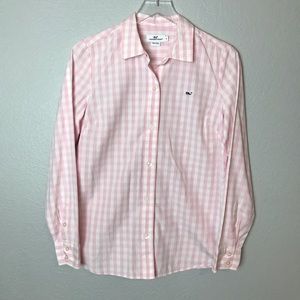 Vineyard Vines Gingham Button Down Blouse Sz 8
